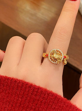 可旋转小马生肖开口戒指女款秋冬