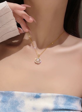 轻奢高级感微镶珍珠项链