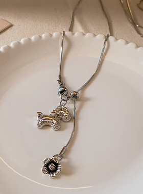 银色小马吊坠项链女2025新款爆款