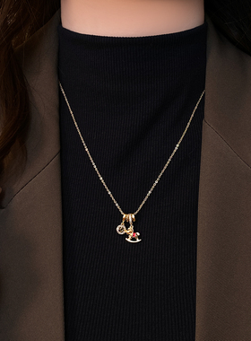 小马钱币吊坠项链女本命年毛衣链