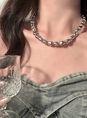 冷淡风不规则金属串珠项