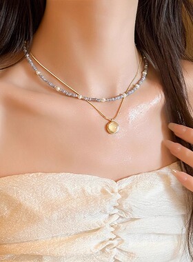 耳朵故事碎石猫眼石女项链