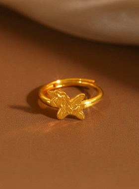 金色碎冰冰小马戒指女轻奢食指戒