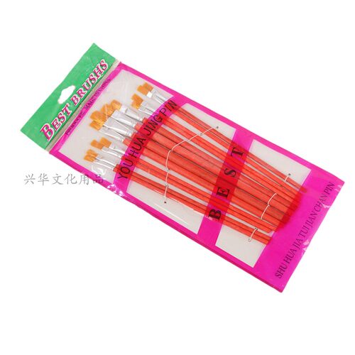 长杆上海红尼龙油画笔画笔笔水粉水彩工业油漆刷子排笔补描线笔 - 图3