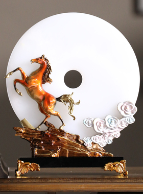 2026新年马摆件珐琅彩玉石平安扣