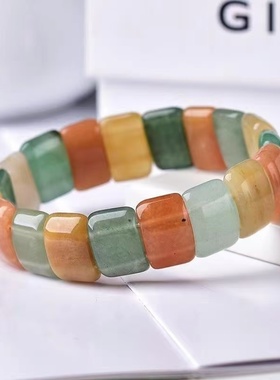 金丝玉手链手排 彩色石英岩玉手排