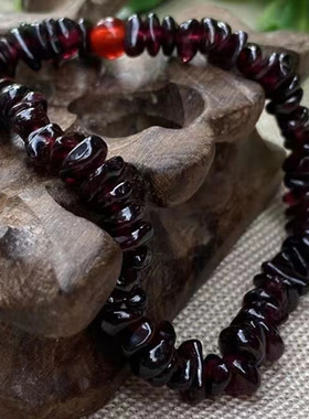 天然石榴石随型手链 石榴石碎石单圈多圈手链女手串 美容养颜