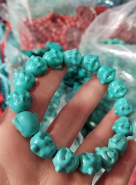 绿松石蓝绿松石手链绿松石老珠手链