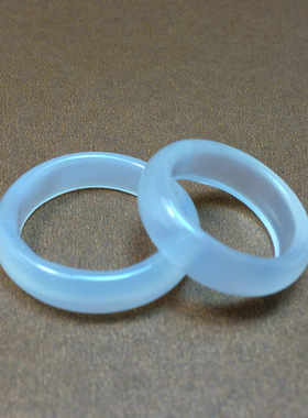 天然白色玛瑙戒指 玉石戒指 白玉髓戒指 包邮