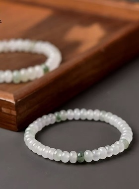 天然天山翠手链算盘珠 飘花天山玉算盘珠款式手链 精美礼品