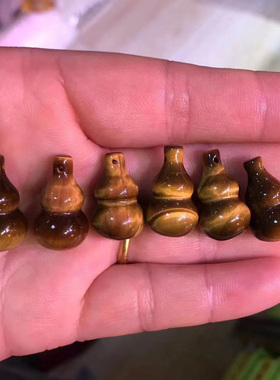 天然黄虎眼石葫芦吊坠 福禄挂件男女随身吉祥物项链挂坠