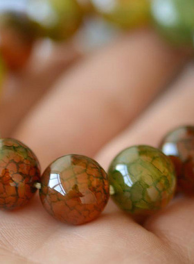 龙纹玛瑙手链 彩色玛瑙佛珠龙鳞石手串 男女情侣款手链