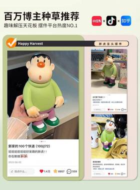 胖虎歪头摆件客厅电视柜装饰入户玄关酒柜轻奢高级感大熊饰品手办