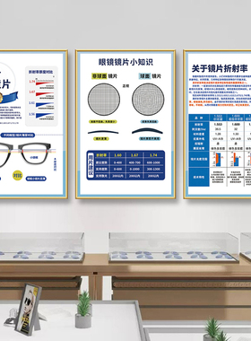 眼镜店墙面装饰挂画验光室流程眼球结构图眼科广告文化墙宣传海报