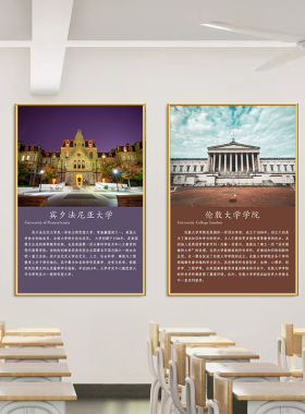 国外名校简介贴纸布置哈佛牛津大学校训挂画教室墙面装饰励志海报