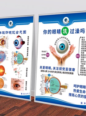 验光流程图眼科医院配镜海报爱眼宣传画眼镜店装饰画板挂画宣传