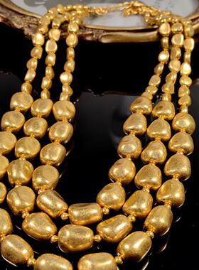 多层项链毛衣链中古复古饰品素金气质新款青岛流行欧美