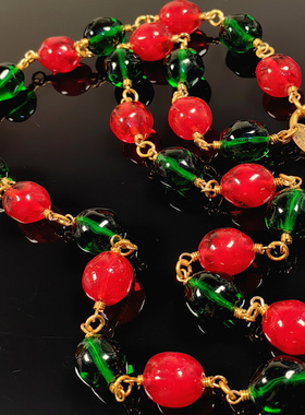 青岛中古vintage琉璃素金异形琉璃长款手工琉璃打标夸张复古欧美