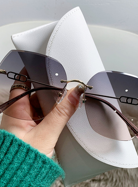 新款无边框墨镜女高级感防紫外线