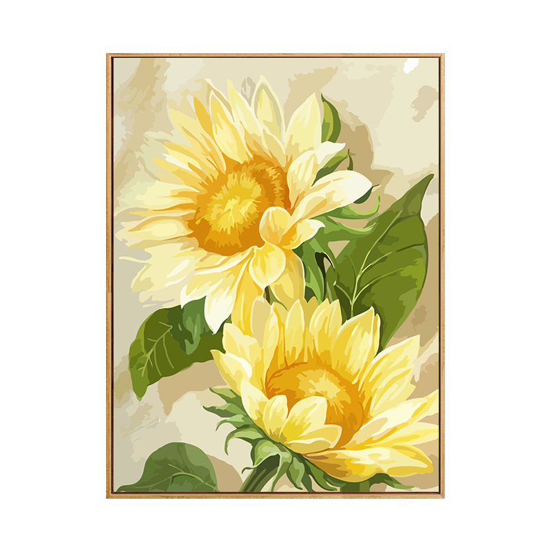 治愈系向日葵diy数字油画填充手工画画丙烯颜料涂色画油彩装饰画