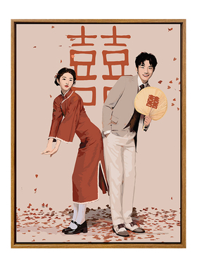 结婚照片diy定制数字油画油画