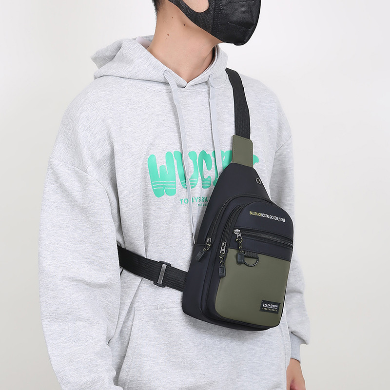 胸包男士2026新款休闲斜跨包牛津布胸前斜背包百搭旅游单肩斜挎包,淘宝优惠券,粉丝福利购,淘宝优惠卷