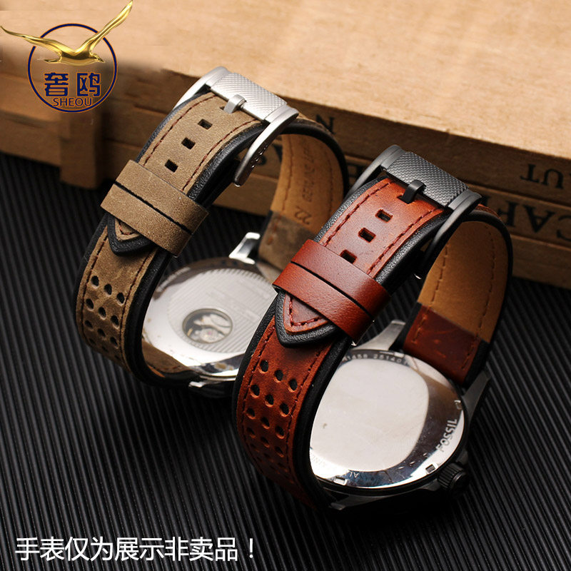 奢鸥适配美度舵手西铁城真皮手表带 奢鸥配件