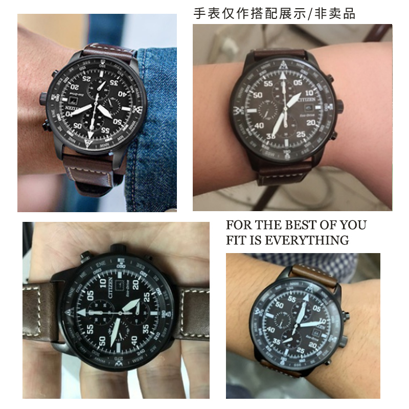 适配西铁城光动能CA0695-17E BM8471/BM8478系列商务真皮表带22mm - 图3