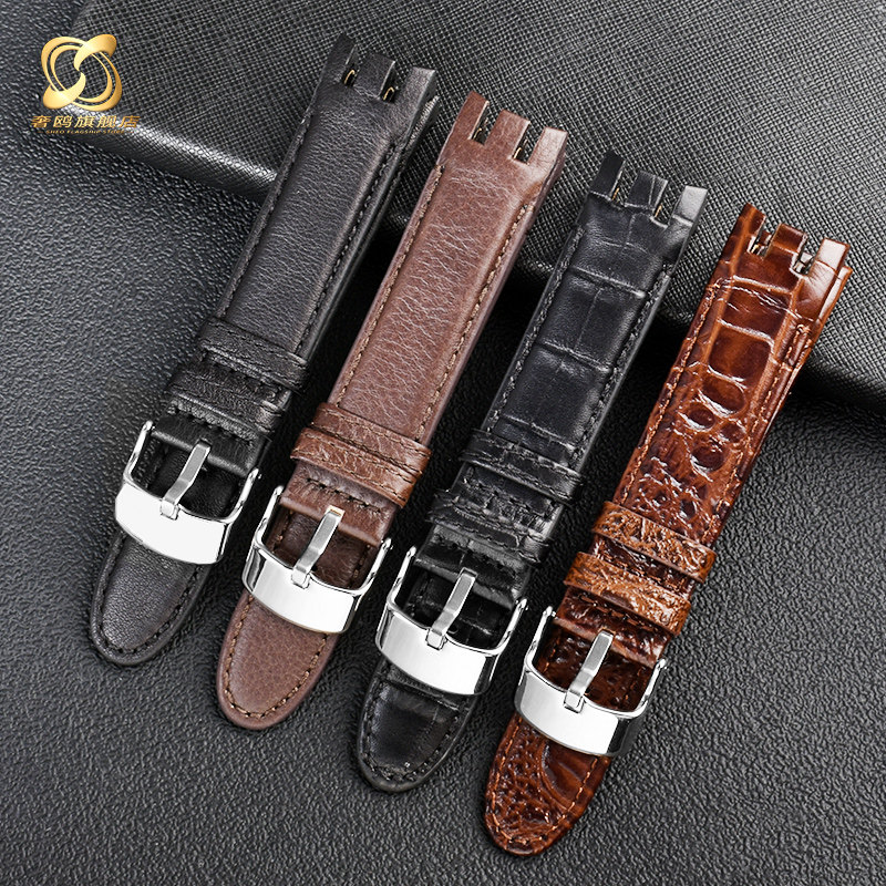 适配斯沃琪牛皮yrs403 401系列表带 奢鸥配件