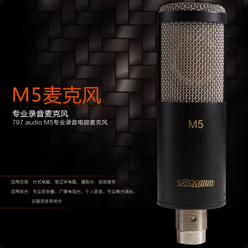 797Audio M5专业电容话筒录音YY主播K歌配音直播设备大振膜麦克风 - 图0