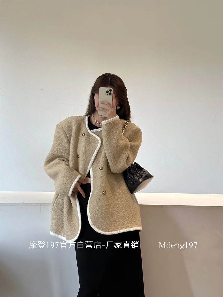 摩登mdeng197秋冬款小香风毛毛外套女2023气质高级感百搭上衣T658 - 图1