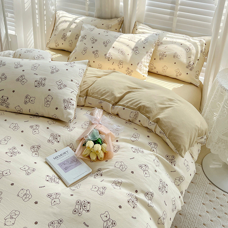 A类水洗双层纱棉麻四件套床单笠被套三件套可机洗单双人床上用品,淘宝优惠券,粉丝福利购,淘宝优惠卷