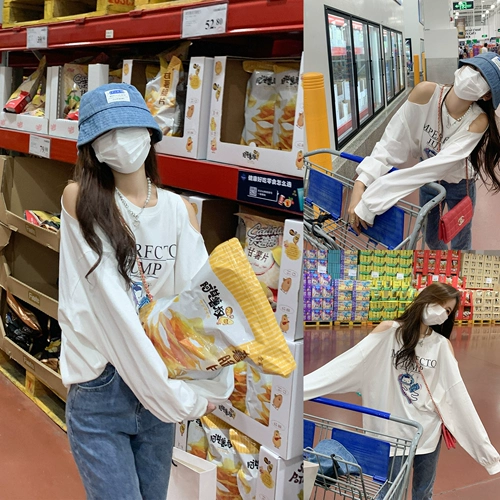 Весенний белый длинный лонгслив для отдыха, в корейском стиле, оверсайз, средней длины