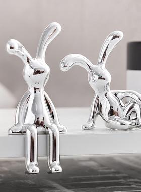 Nordic modern electroplated long-eared rabbit ornament, exud