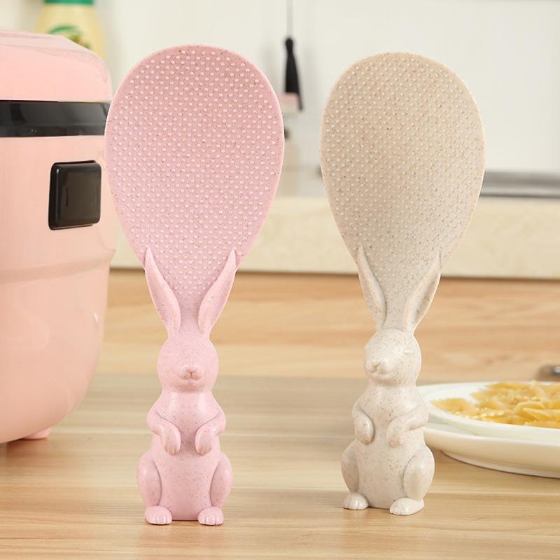 Cute little rabbit-shaped plastic rice spoon made from wheat - 图2