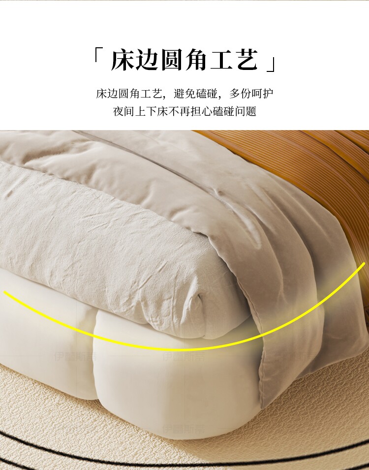 泡芙床现代简约卧室女孩榻榻米科技绒布软包靠背落地法式奶油风床