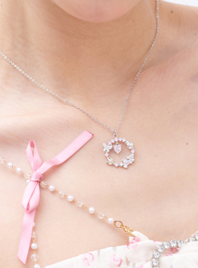 KooKiss春日蝶梦爱心花园镶钻晃动项链少女学生百搭小众轻奢首饰