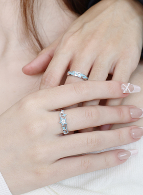 KOOKISS星星乐园 夜光情侣对戒送女友小众设计高级感S925纯银戒指