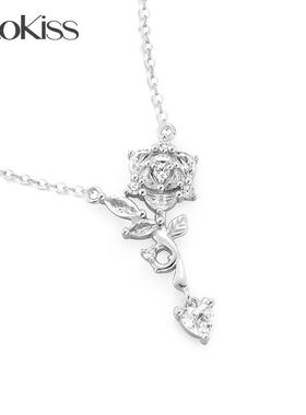KOOKISS精致玫瑰925银项链女