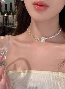 浪漫出逃~双层蝴蝶结珍珠项链女款轻奢小众优雅套装锁骨链颈链潮