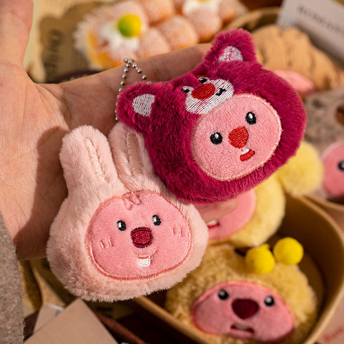 爆款毛绒loppy海狸卡通毛绒挂件包包服饰挂饰胸针钥匙扣diy礼物 - 图1