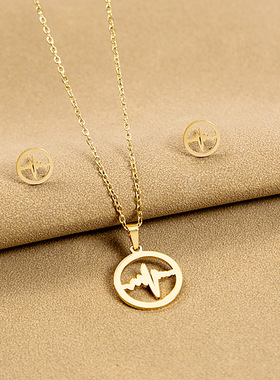 欧美不锈钢耳环项链套装几何十字架手掌眼睛玫瑰花吊坠饰品