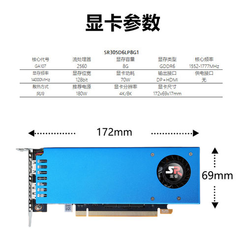 嵩睿半高刀卡RTX3060 12g/RTX3050 8gAI运算3A游戏光线追踪180W - 图0