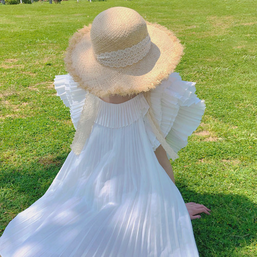 帽子女太阳帽日本出游沙滩防晒遮阳草帽海边度假大檐防紫外线夏天 - 图2