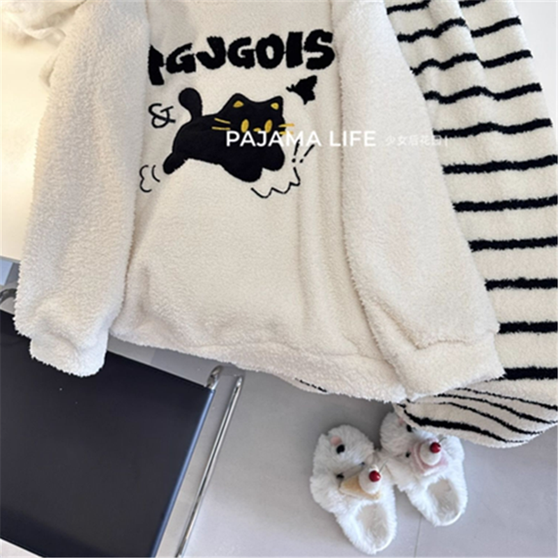 珊瑚绒睡衣女士冬季加绒加厚法兰绒秋冬款保暖长袖套装卡通家居服,淘宝优惠券,粉丝福利购,淘宝优惠卷