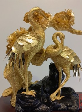 金箔高档商务礼品客厅贺寿松鹤