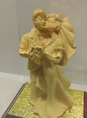 摆件婚庆礼品永结同心公仔绒沙金