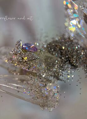 颖颖新品美甲立体蹦迪闪粉水晶砂糖粉三角碎碎钻石梦幻灵蝶碎晶钻