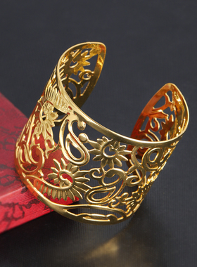 民族风宽手镯浮雕手环复古