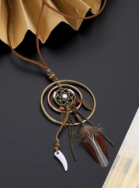 复古民族风流苏美拉德色毛衣链